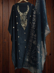 Graceful Mul Chanderi Unstitched Embroidered Suit with Mukesh Dupatta