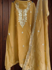 Elegant Burberry Fabric Unstitched Suit With All Over Pita Work