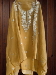 Elegant Burberry Fabric Unstitched Suit With All Over Pita Work