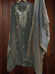 Elegant Burberry Fabric Unstitched Suit With All Over Pita Work