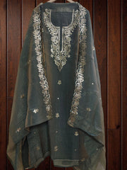 Elegant Burberry Fabric Unstitched Suit With All Over Pita Work