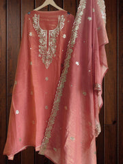 Elegant Burberry Fabric Unstitched Suit With All Over Pita Work