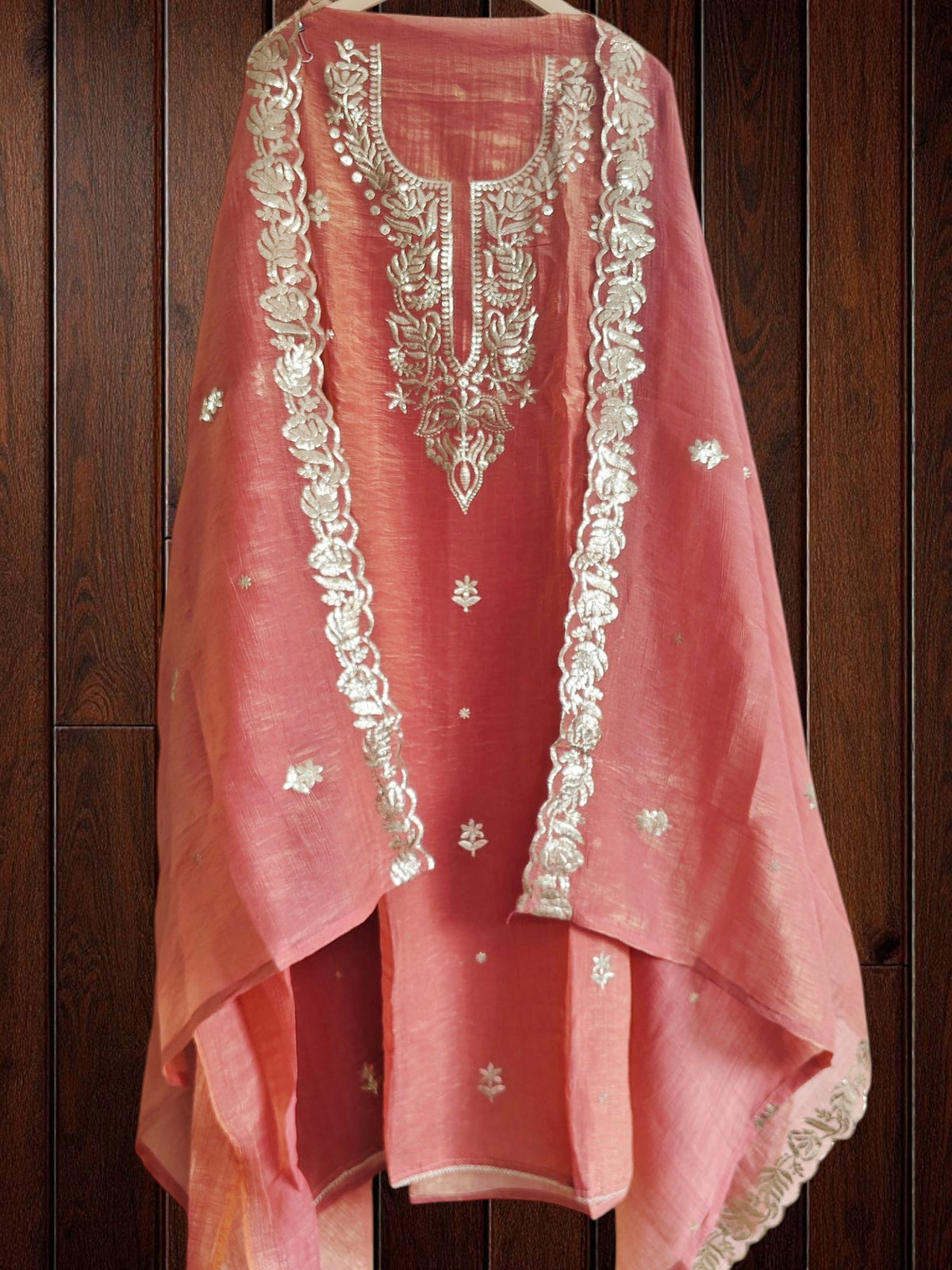 Elegant Burberry Fabric Unstitched Suit With All Over Pita Work