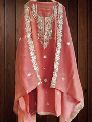 Elegant Burberry Fabric Unstitched Suit With All Over Pita Work