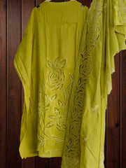 Graceful Modal Unstitched Suit With Embroidery & Laser Cut Detailing