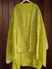 Graceful Modal Unstitched Suit With Embroidery & Laser Cut Detailing