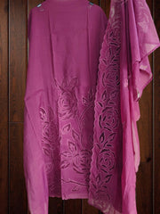 Graceful Modal Unstitched Suit With Embroidery & Laser Cut Detailing