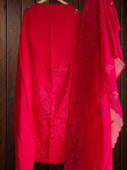 Graceful Modal Unstitched Suit With Embroidery & Laser Cut Detailing