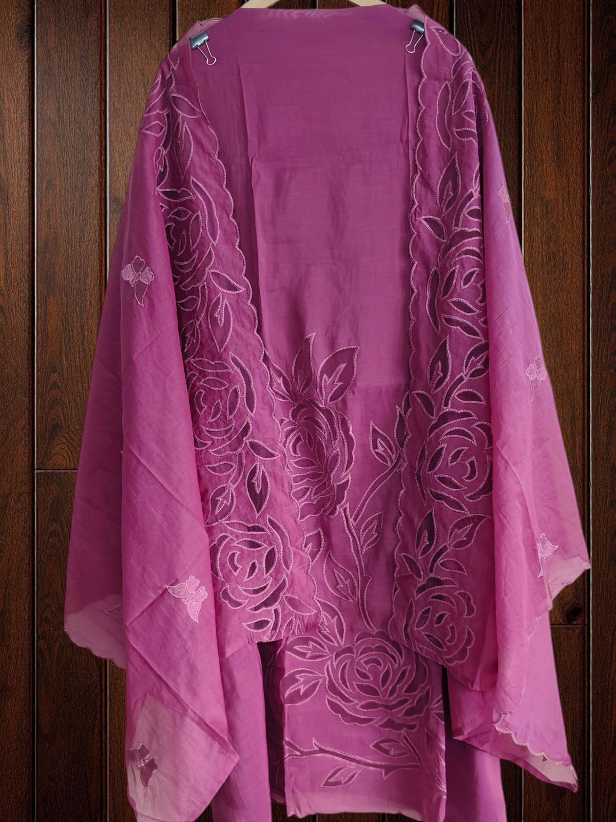 Graceful Modal Unstitched Suit With Embroidery & Laser Cut Detailing