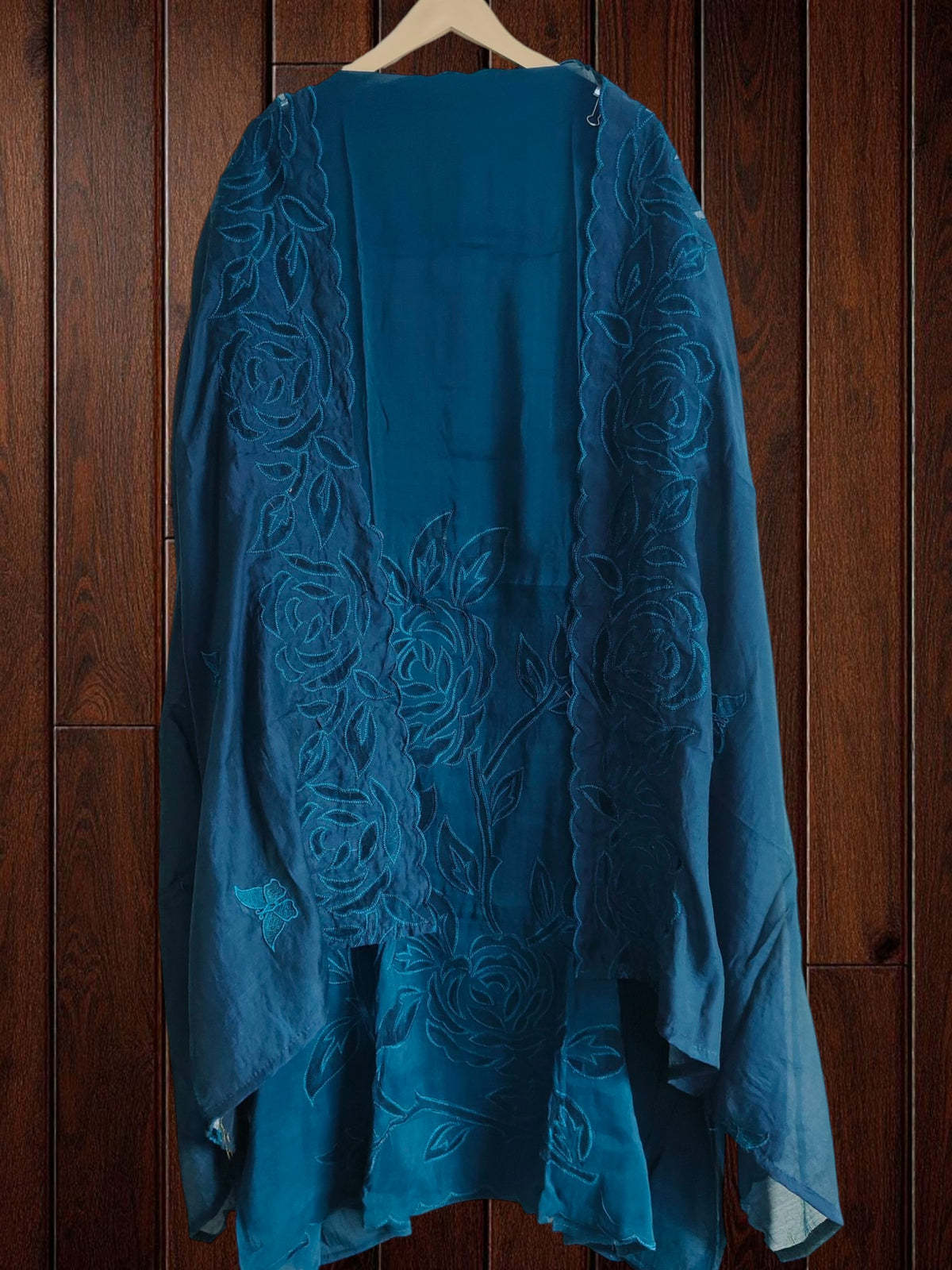 Graceful Modal Unstitched Suit With Embroidery & Laser Cut Detailing