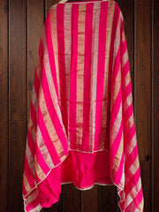 Maheshwari Silk Unstitched Suit with Zari Work and Banarasi Border