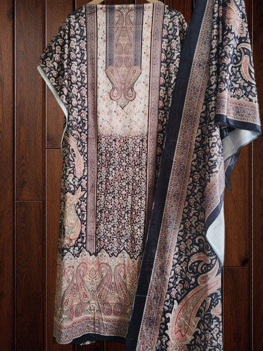Winter Wear - Velvet Digital Printed Unstitched Suit