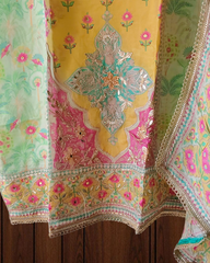 Graceful Glass Organza Kurta With Gotta Work Dupatta Semi-Stitched Suit Set