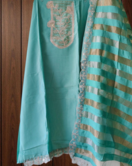 Shimmer Tissue Zari Embroidered Unstitched Suit Set