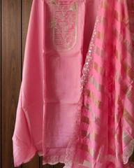 Shimmer Tissue Zari Embroidered Unstitched Suit Set