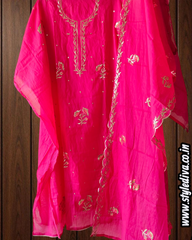 Mul Chanderi Pita & Thread Embroidered Unstitched Suit Set