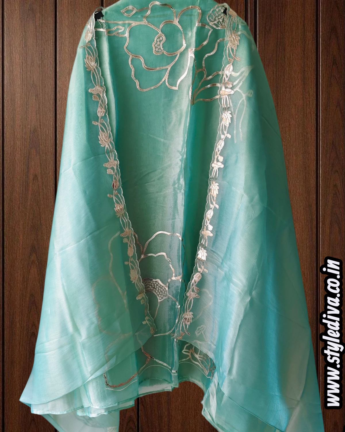 Shimmer Tissue Faux Leather Work Unstitched Suit Set