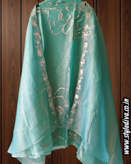 Shimmer Tissue Faux Leather Work Unstitched Suit Set