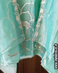 Shimmer Tissue Faux Leather Work Unstitched Suit Set