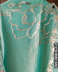 Shimmer Tissue Faux Leather Work Unstitched Suit Set