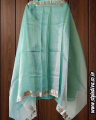 Shimmer Tissue Faux Leather Work Unstitched Suit Set