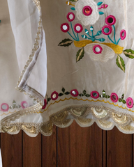 Shimmer Tissue Embroidered & Mirror Work Unstitched Suit Set