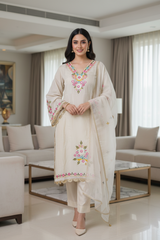 Shimmer Tissue Embroidered & Mirror Work Unstitched Suit Set