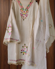 Shimmer Tissue Embroidered & Mirror Work Unstitched Suit Set