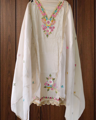 Shimmer Tissue Embroidered & Mirror Work Unstitched Suit Set