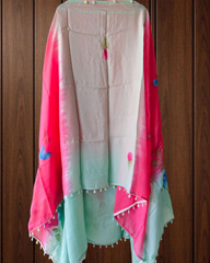 Organza Brush Paint Suit with Pearl & Sippi Latkan Detailing