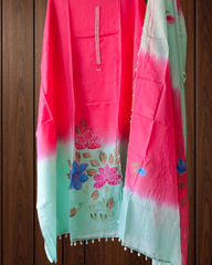 Organza Brush Paint Suit with Pearl & Sippi Latkan Detailing