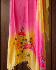 Organza Brush Paint Suit with Pearl & Sippi Latkan Detailing