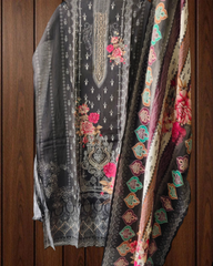 Artistic Muslin Digital Print Suit Adorned with Gotta Work