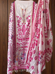 Cotton Suit with Crochet Lacing & Pearl Highlighting – Unstitched Set