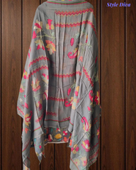 Cotton Digital Print Unstitched Suit with Neck Work