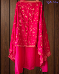 Crepe  Partywear Suit with cut dana work and Pearl Detailing