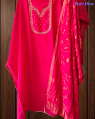 Crepe  Partywear Suit with cut dana  and Pearl Detailing