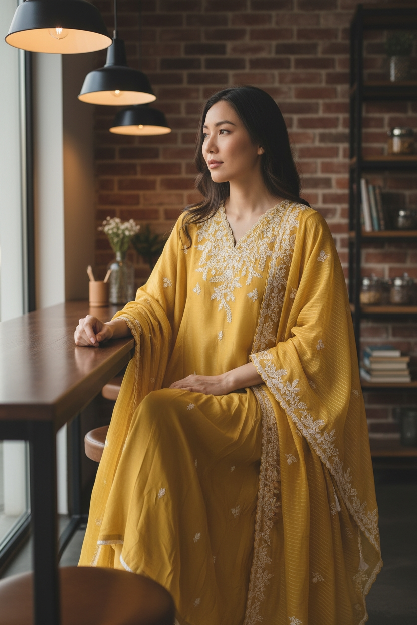 Festive Muslin Shimmer Zardosi Work Un-Stitched Suit Set
