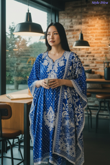 Muslin Digital Print Un-Stitched Suit with Applique Work and Crochet Lace