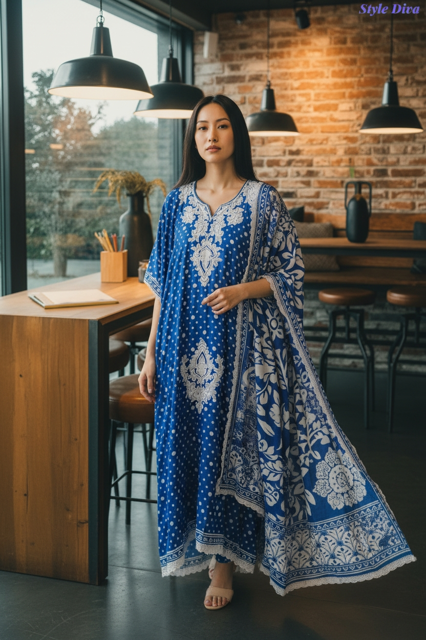 Muslin Digital Print Un-Stitched Suit with Applique Work and Crochet Lace