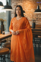 Pure Mul Chanderi Elegance – Pita & Thread Embroidery Unstitched Suit