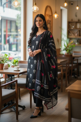 Cotton Printed Suit with Faux Mirror & Embroidery | Unstitched Beauty