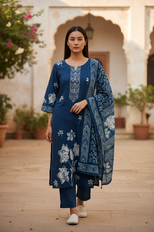 Fully Stitched Suit- Chic Crepe Digital Print Mirror & Pearl Suit