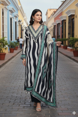 Muslin Digital Printed Un-Stitched Festive Suit with Zari & Swarovski Work