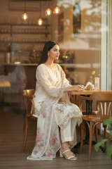 Premium Organza Digital Print Unstitched Suit with Gotta Highlighting Work