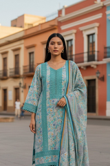 Summer Special - Pure Cotton Printed Unstitched Suit with Crochet Lace Detailing