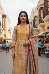 Summer Special - Pure Cotton Printed Unstitched Suit with Crochet Lace Detailing