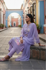 Organza 3D Embroidery Patch Work Unstitched Suit with Embroidered Dupatta