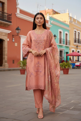 Premium Georgette Embroidered Unstitched Suit With Digital Print Dupatta