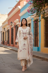 Premium Georgette Embroidered Unstitched Suit With Digital Print Dupatta